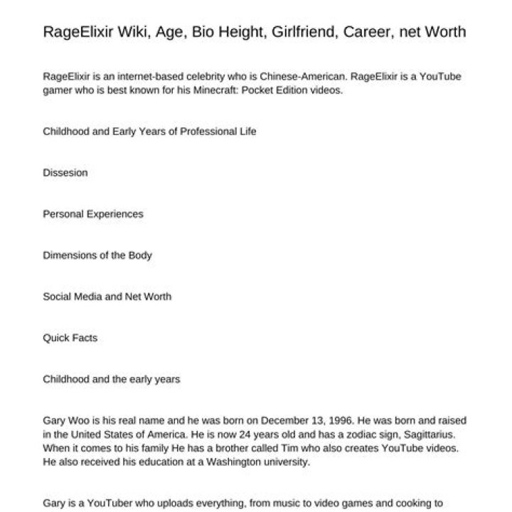 RageElixir- Wiki, Height, Weight, Net Worth, Relationship, Career