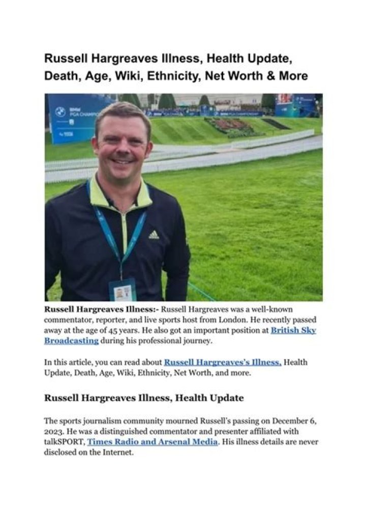 Russell Hargreaves Illness And Health 2023: Was The TalkSports Commentator Sick?